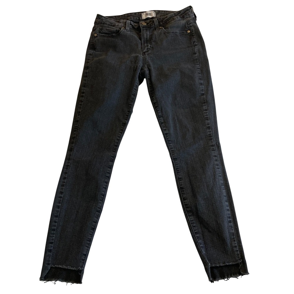 PAIGE Verdugo Ankle Skinny Jeans‎ Granger Black Raw Step Hem Size 30 WJ620